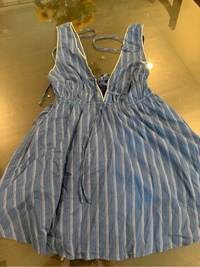 Cotton Candy Blue and White Striped Summer Dress